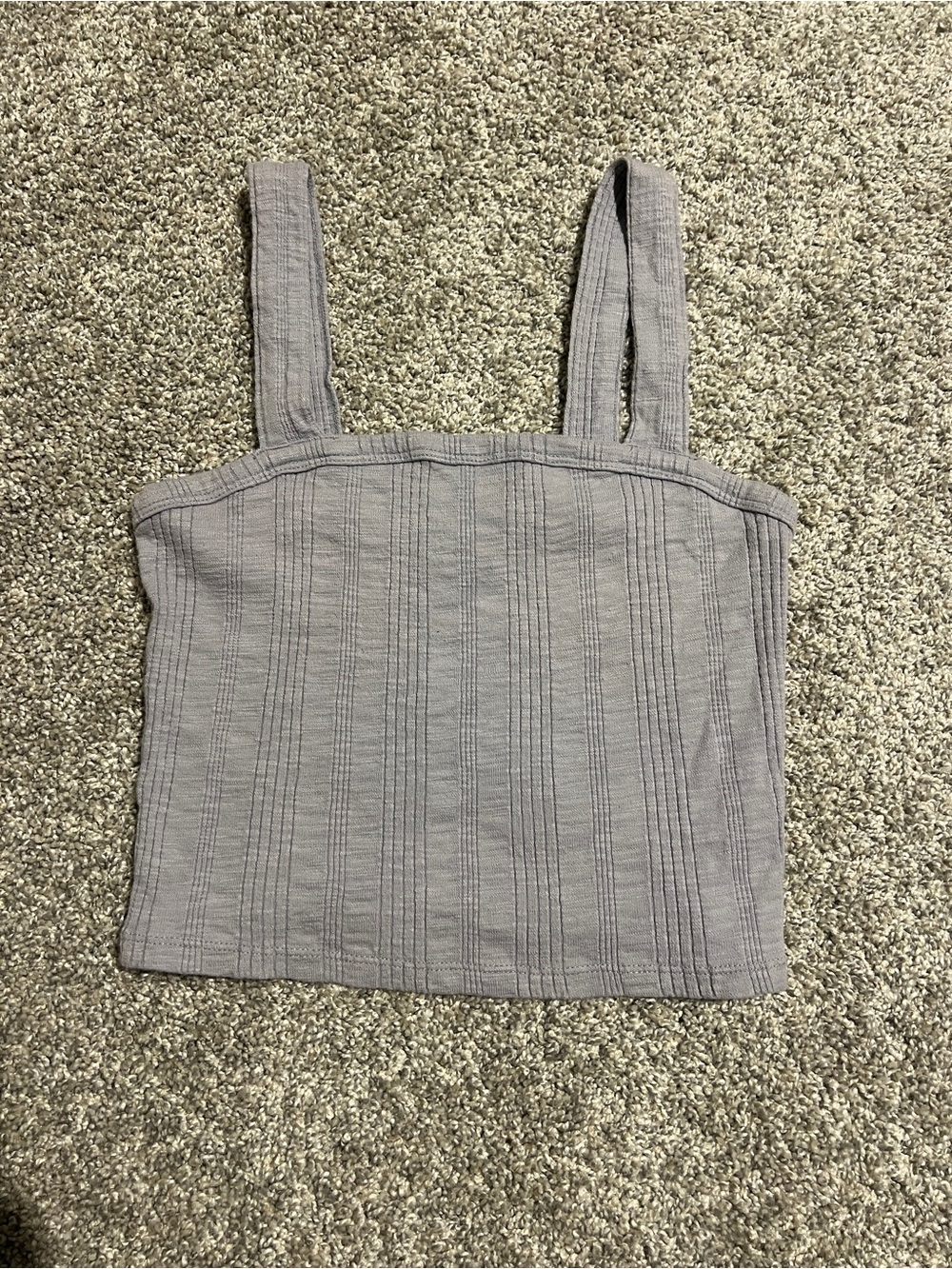 American Eagle Outfitters Ribbed Square-Neck Crop Top - Light Gray